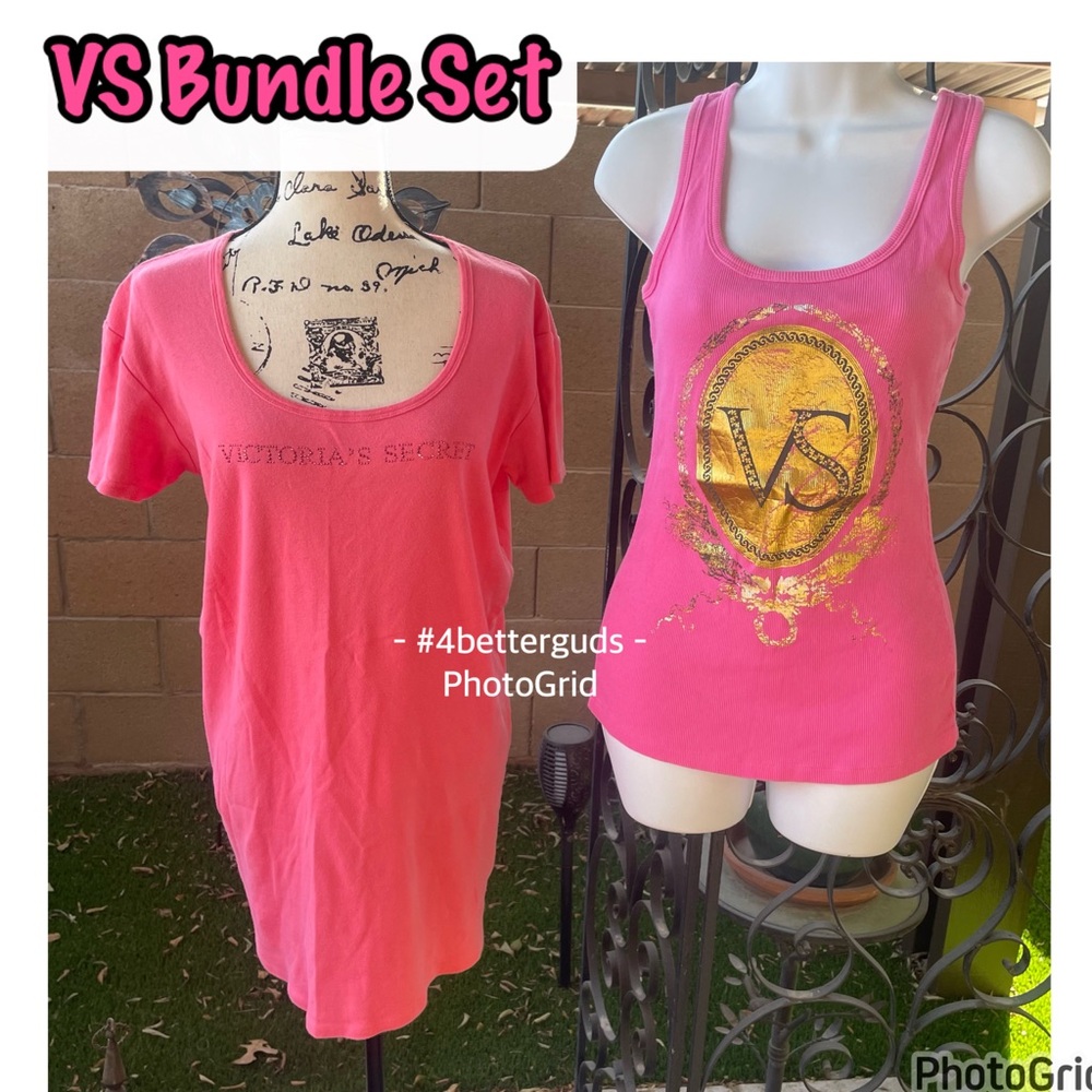 Bundle Set 2 Victoria Secret Vintage Labels 100% Cotton Pajama Separates Pink SM